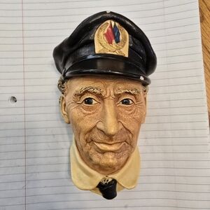 Vintage 1972 Bosson Chalkware Sea Captain Norman Rockwell Head 5" Authentic